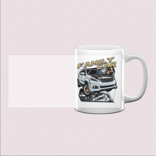 Mug imprimé Famille et voiture blanche