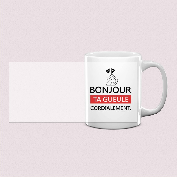 Mug humoristique « Bonjour ta gueule »