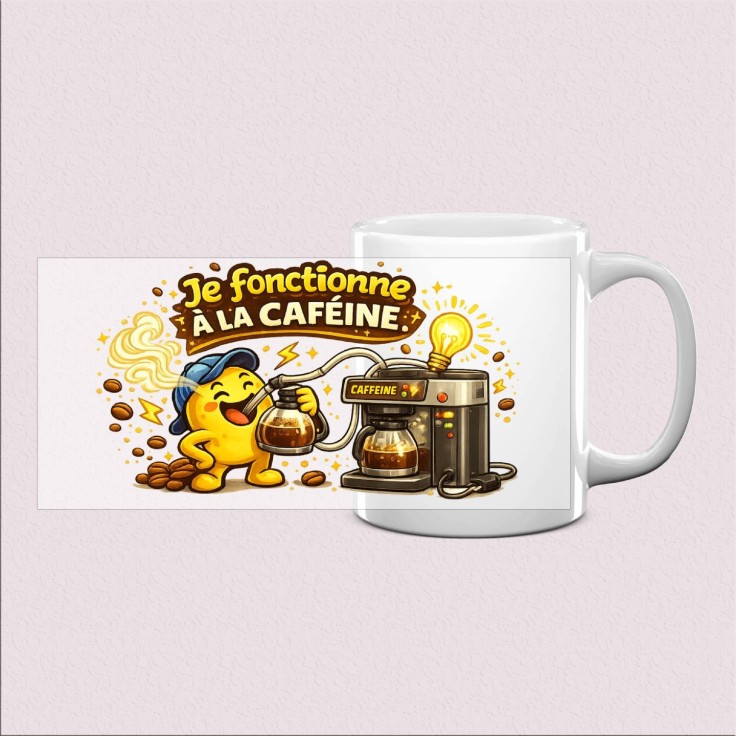 Mug « Je fonctionne à la caféine »
