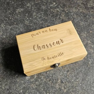 Coffret accessoires à vin gravé