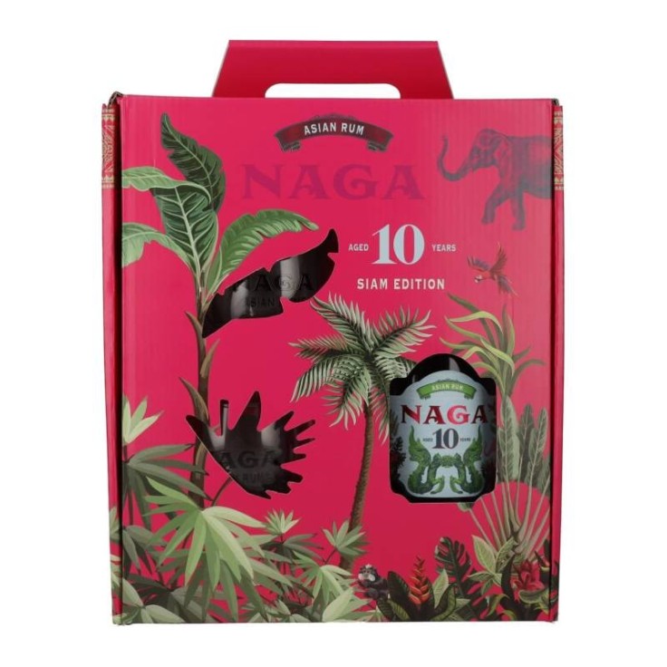 Coffret rhum Naga Siam 10 ans 2 verres