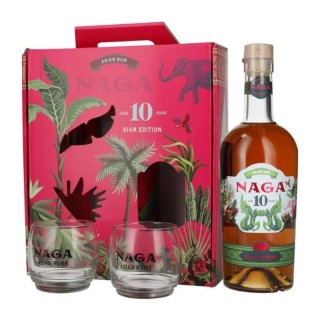 Coffret rhum Naga Siam 10 ans 2 verres