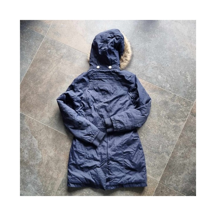 Veste longue bleue à capuche