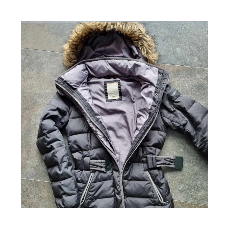 Doudoune longue noire à capuche