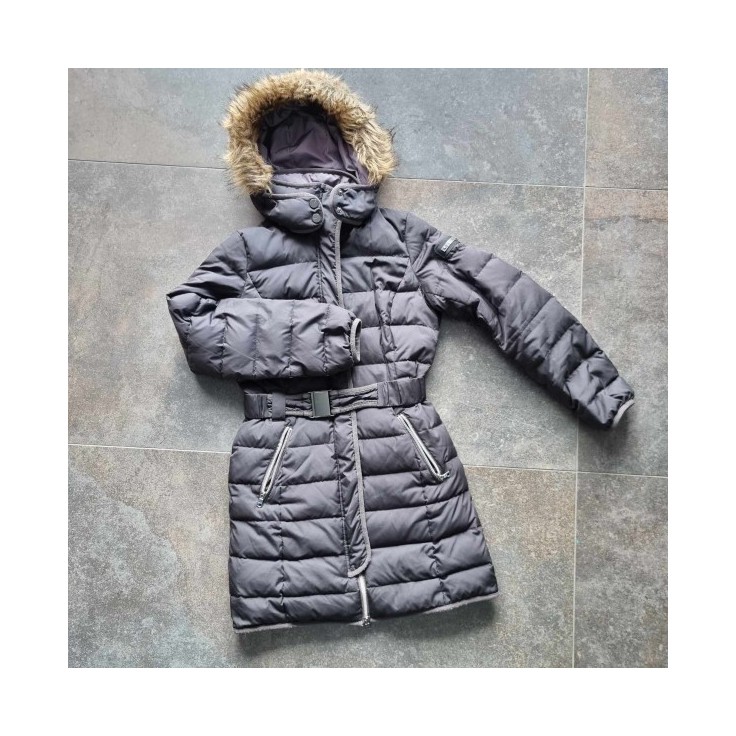 Doudoune longue noire à capuche