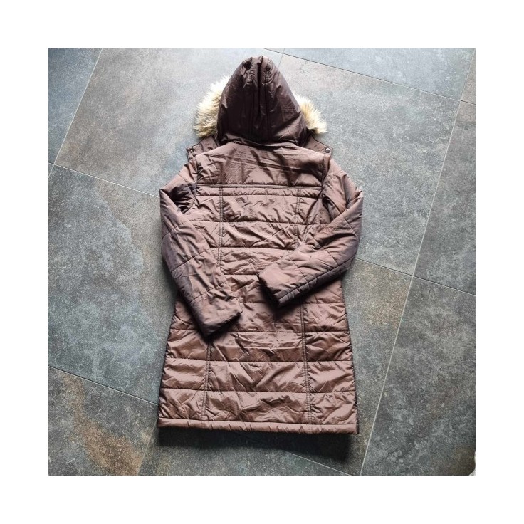 Doudoune longue brune à capuche