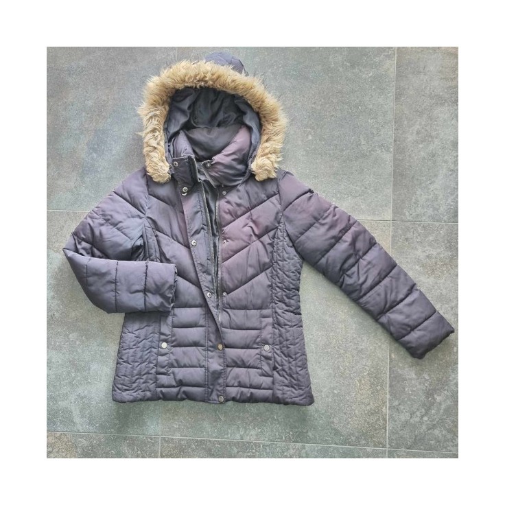 Doudoune noire à capuche Camaïeu