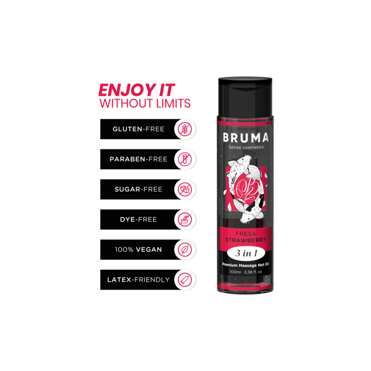 Huile massage chauffante Fraise - Bruma